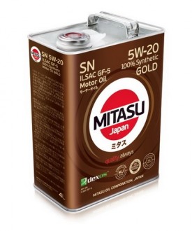 MJ-100-4 MITASU GOLD  SN  5W-20    ILSAC GF-5 Dexos 1  -4 литр.   Высококачественное синтетическое Японское масло  Премиум класса
