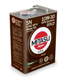 MJ-105-4 MITASU GOLD SN 10W-30 ILSAC GF-5 Dexos 1  -- 4 литр   Высококачественное синтетическое Японское масло  Премиум класса