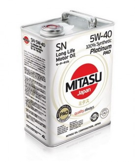 MJ-112-4 MITASU PLATINUM PAO SN 5W-40 Dexos 2  -- 4 литр   Высококачественное синтетическое Японское масло  Премиум класса