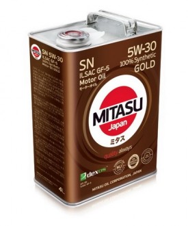 MJ-101-4 MITASU  GOLD  SN  5W-30    ILSAC GF-5  Dexos 1  - 4 литр   Высококачественное синтетическое Японское масло  Премиум класса