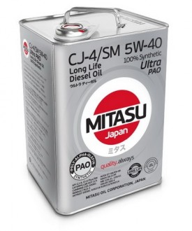 MJ-211-6 MITASU  ULTRA  DIESEL  CJ-4/SM  5W-40    (PAO)  -- 6 литр   Высококачественное синтетическое  Японское масло   Премиум класса для дизельных двигателей