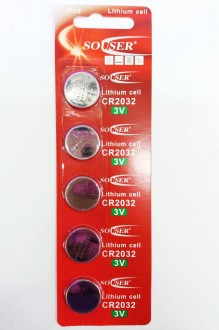 Батарейки литиевые SOUSER CR2032 (5 шт.) арт. 148129