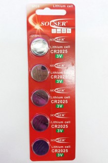 Батарейки литиевые SOUSER CR2025 (5 шт.) арт. 148130