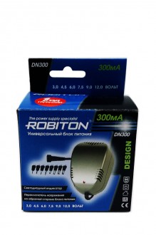 DN300-Универсальный блок питания ROBITON 3,0 до 12,0 вольт 300мА арт. 148621