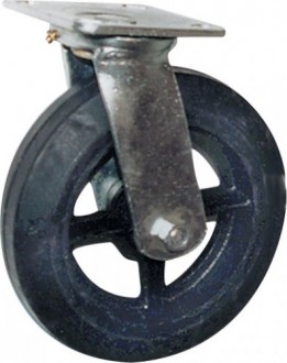 Колесная опора большегрузная LONGWAY SCdb 80 поворотная с тормозом, литая резина, D-200 мм (01220220)